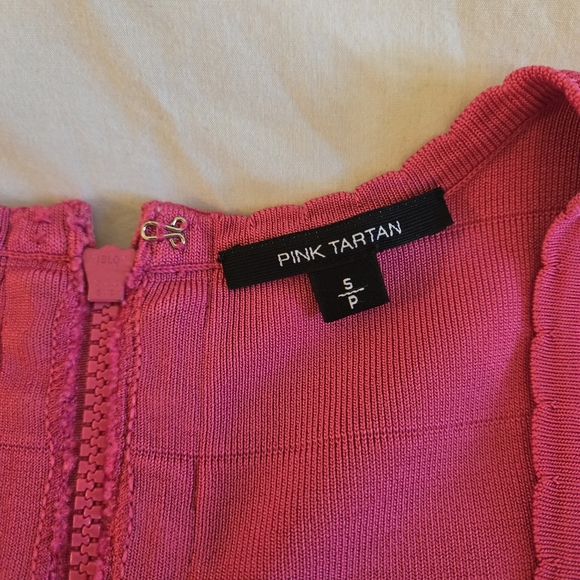 Pink Tartan | Hot Pink Fit & Flare Pleated Sleeveless Dress | Size S - Picture 6 of 10